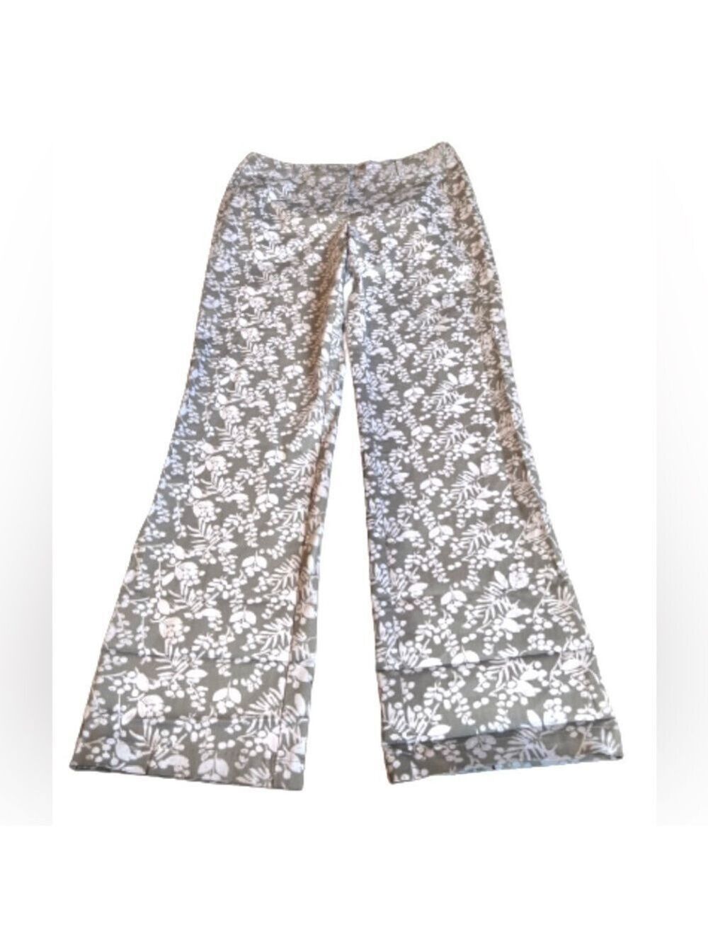 SIGRID Olsen sport gray floral straight leg cotton casual pants with pockets 8